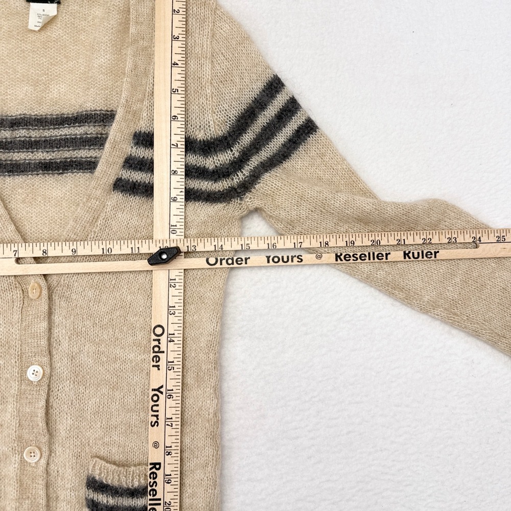J Crew Cardigan Sweater Womens Small Tan Pockets Mohair Wool Blend Thin Knit - Picture 6 of 7